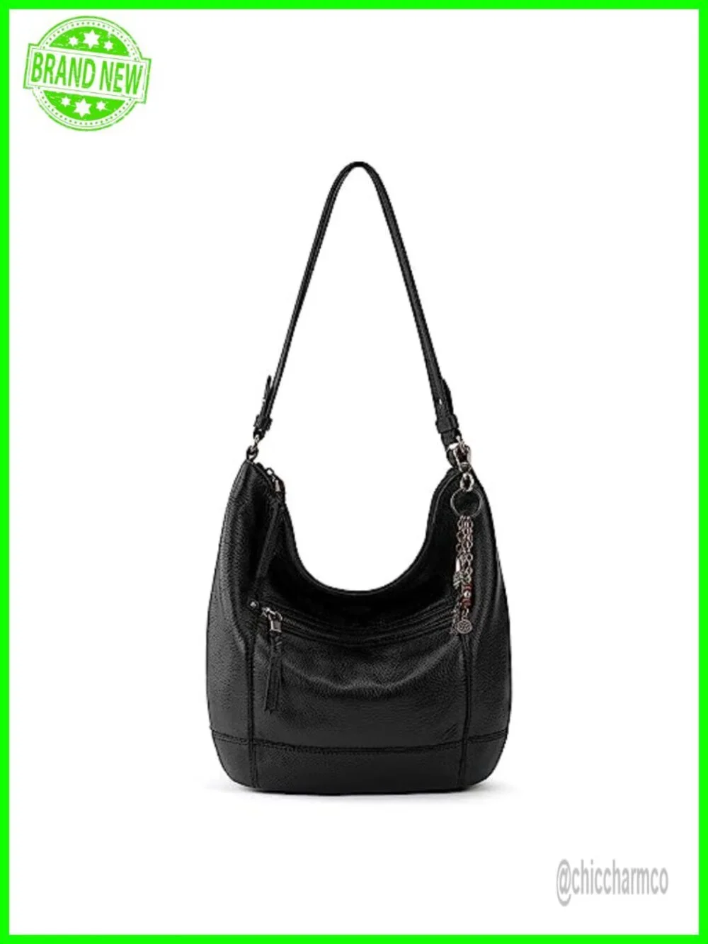 Leather Hobo Bag Large Slouchy Shoulder Purse Zip Pocket